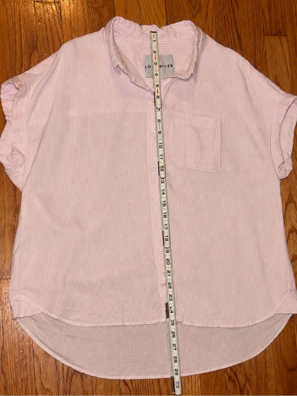 Lola River Pink Stripe Tencel Lyocell Oversized Button Front Shirt Large - Picture 5 of 6